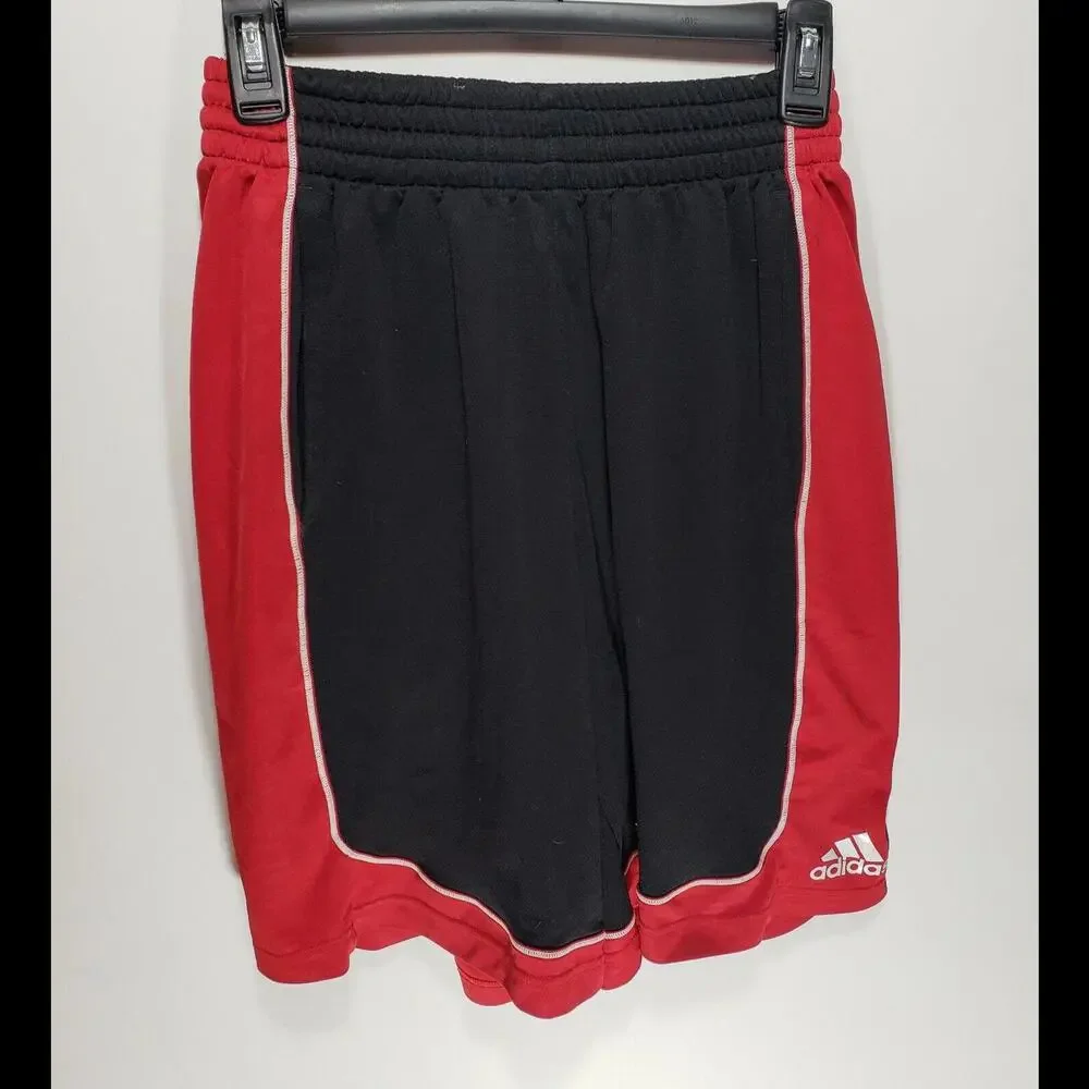 Mens Adidas Climalite Black Red Basketball Gym Shorts‎ W/ Pockets Size Small S